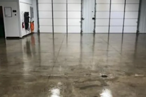 A+ Concrete - concrete garage floor, stained and sealed finished concrete floor of commercial garage - Collinsville, IL